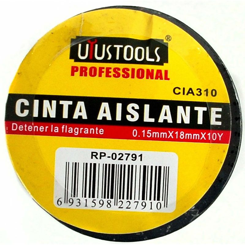 GENERICO - Huincha Cinta Aislante 18mm X 015mm X10 Yardas Negro