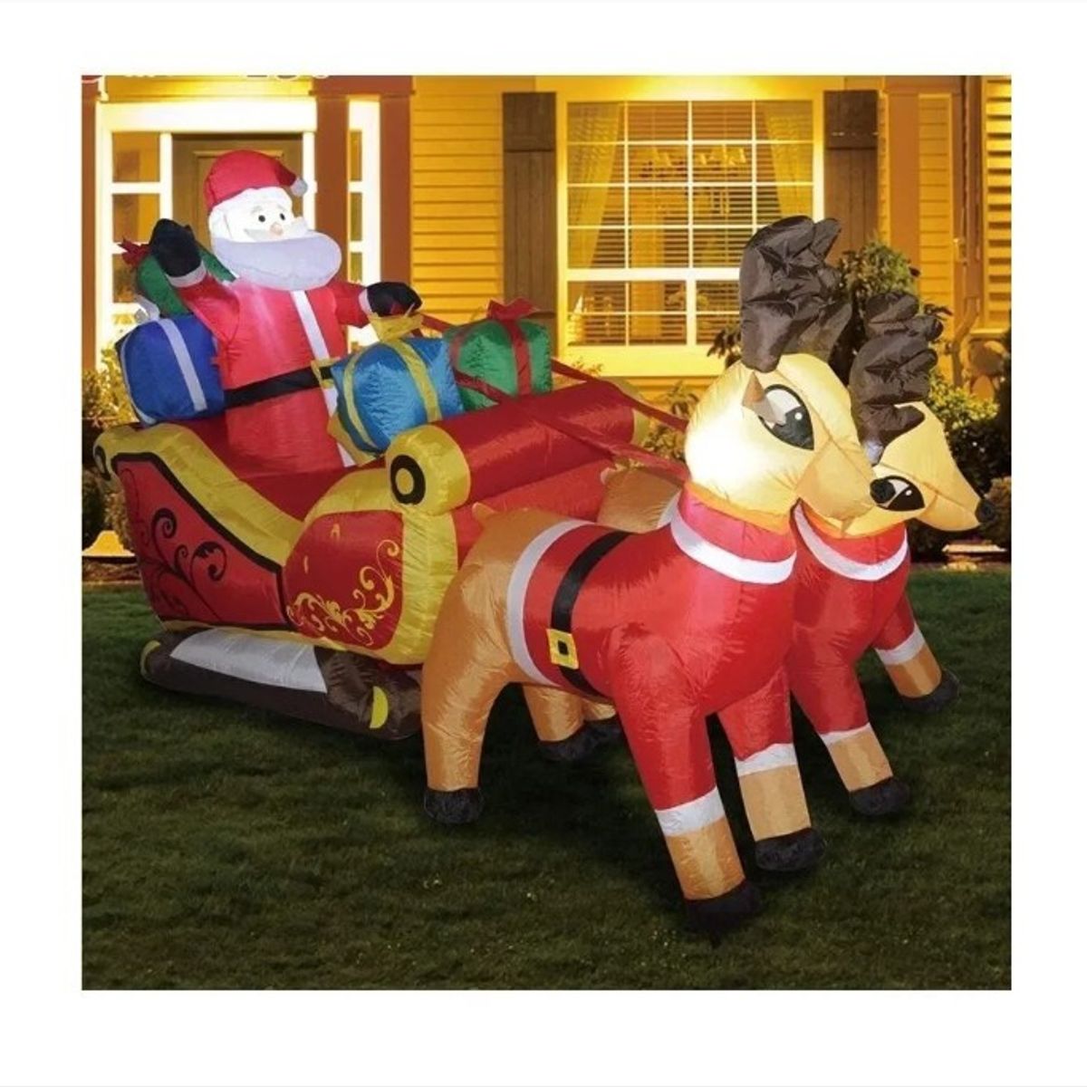 Adorno Navidad TRINEO Con Renos Inflable Pascuero Regalos, marca GENERICO - Foto 2