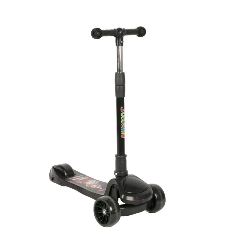 SPACEZAT - Scooter Plegable 3 Ruedas c/ Luces para Niños Negro Spacezat
