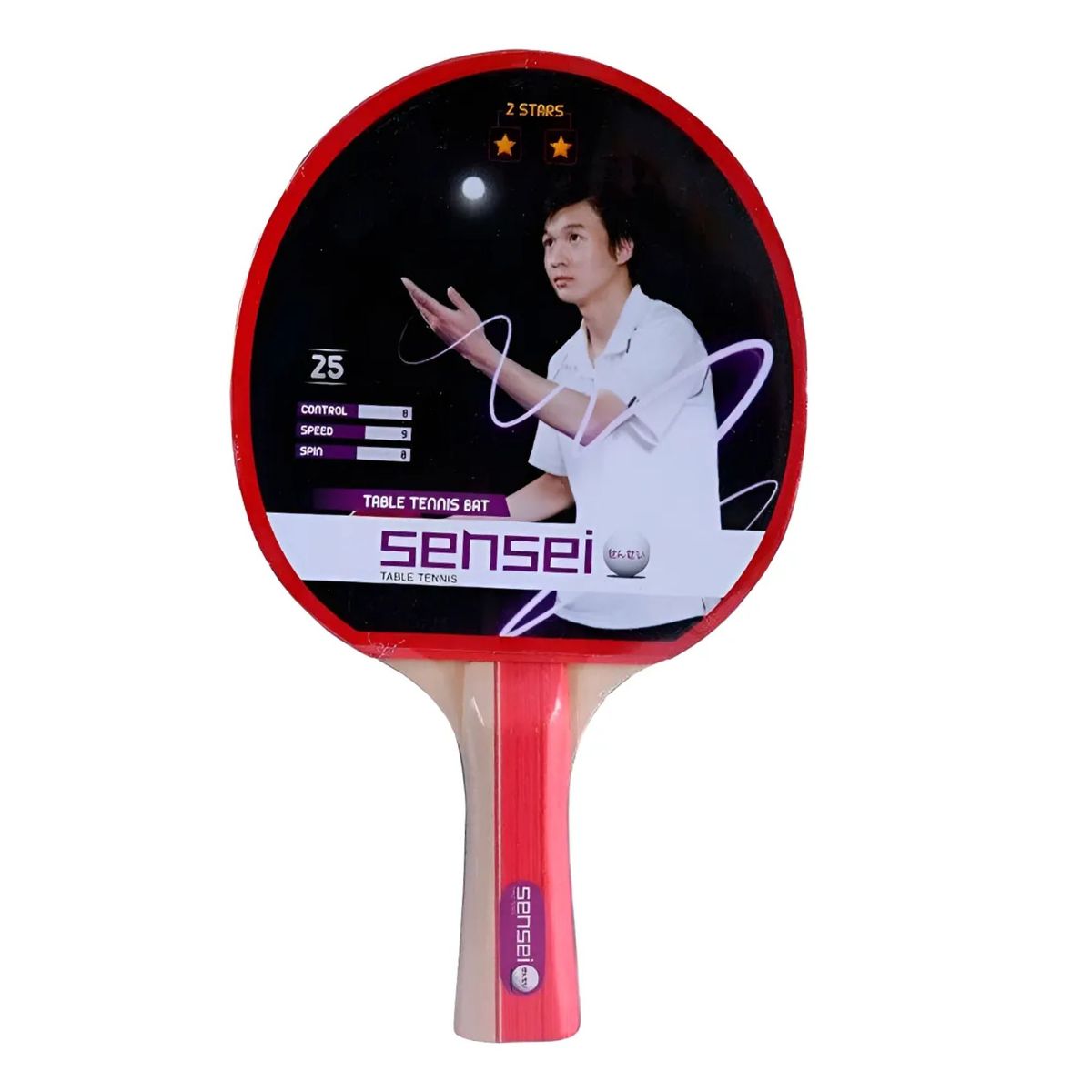 SENSEI - Paleta De Ping Pong Sensei 2 Star Negra Y Roja