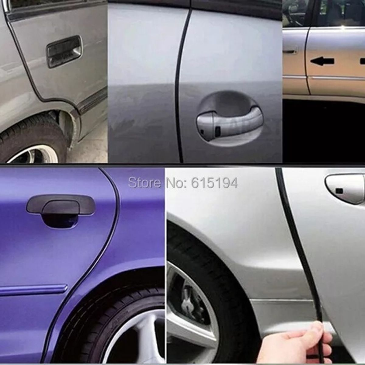GENERICO - Moldura De Auto Protectora Puertas Y Capot 15m NEGRO