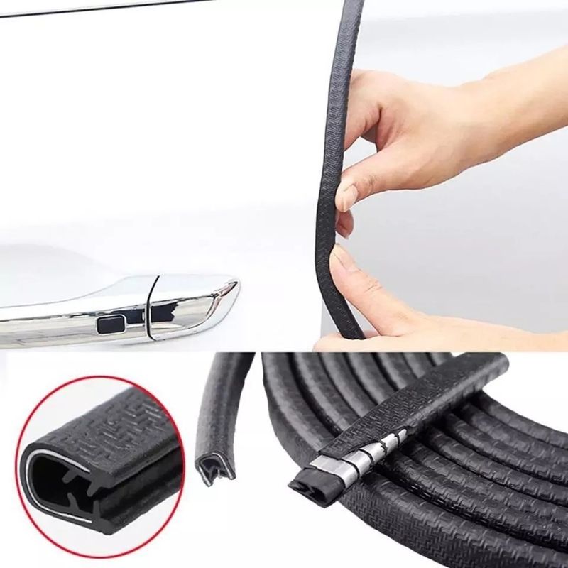 GENERICO - Moldura Auto Sello Presión Protectora Puertas Y Capot 5m NEGRO