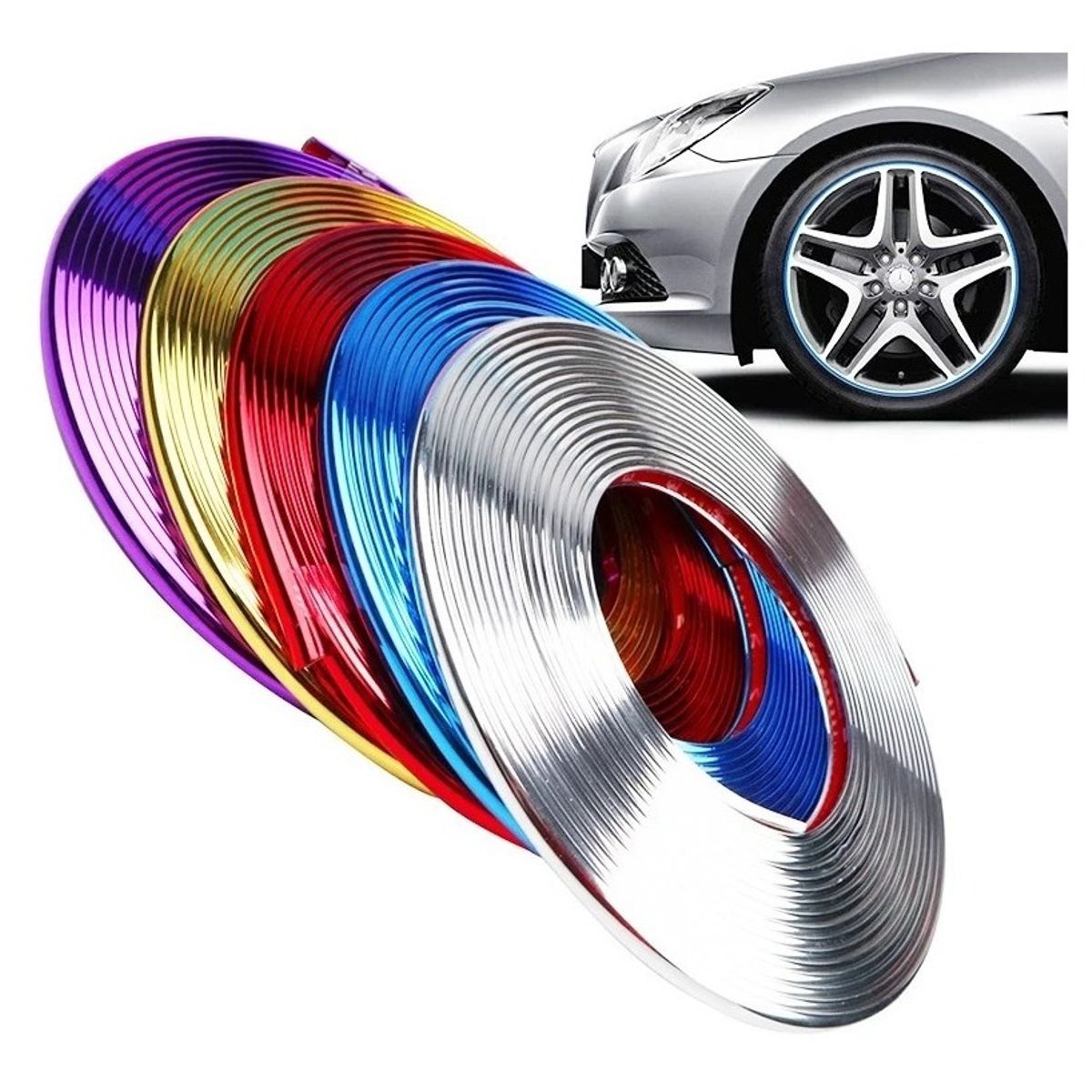 GENERICO - Moldura Para Llantas Decorativa Y Protectora AZUL Auto