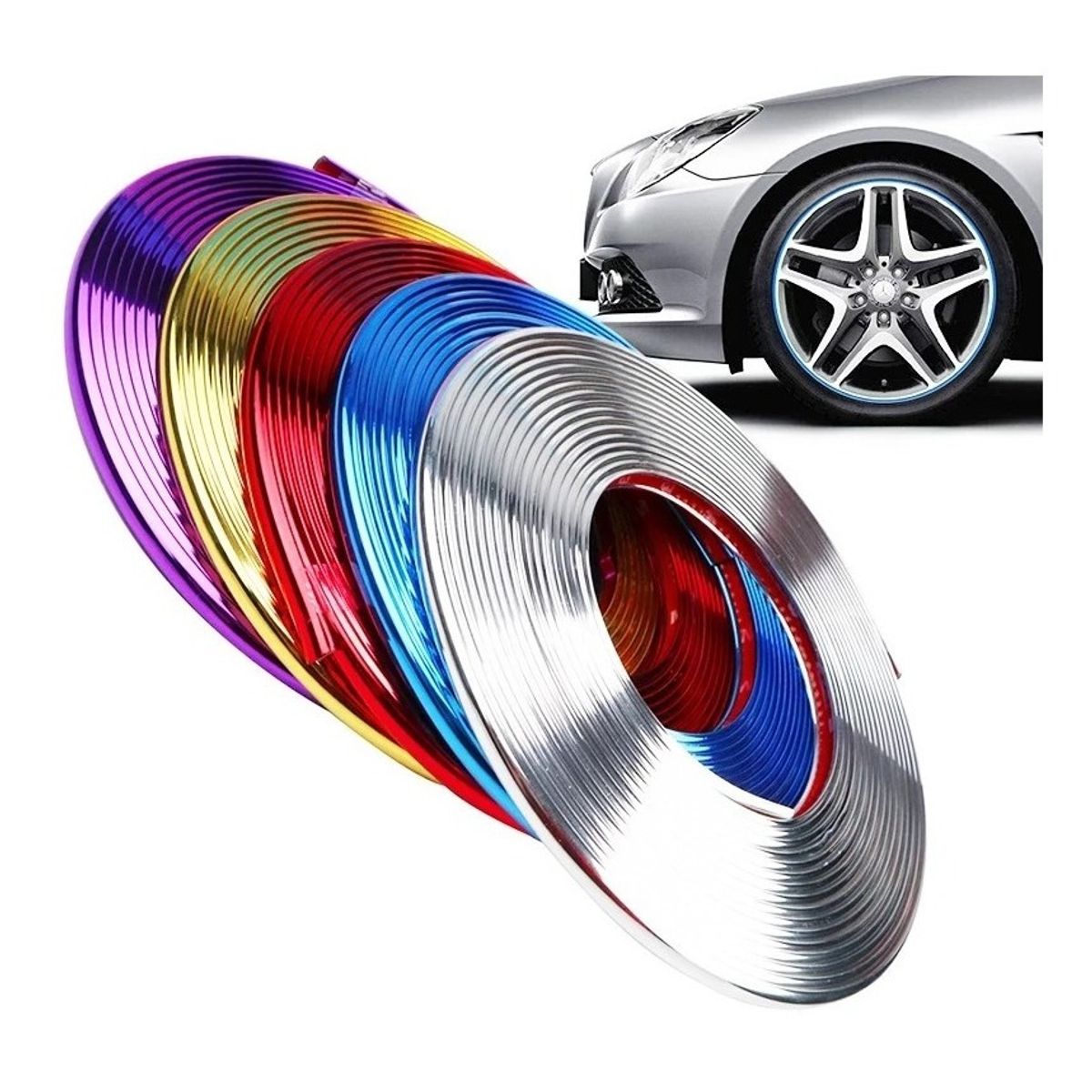 GENERICO - Moldura Para Llantas Decorativa Y Protectora AZUL Auto