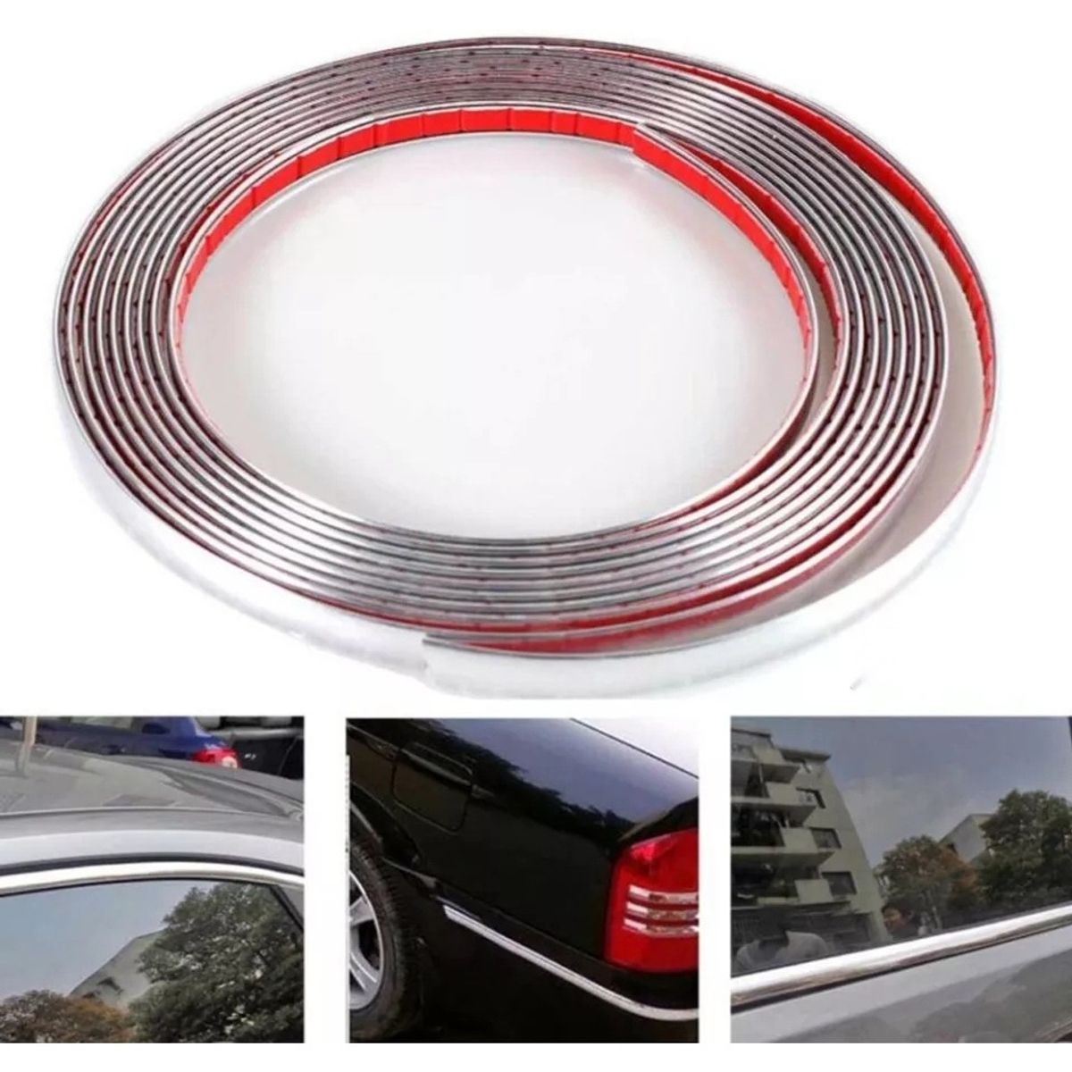 GENERICO - Moldura Cromada 15mm Adhesiva Auto Tuning Universal