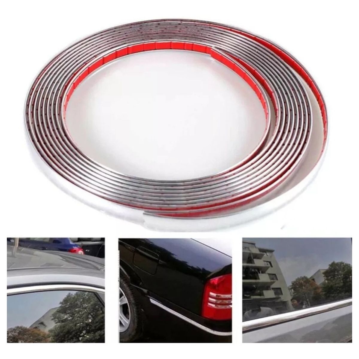 GENERICO - Moldura Cromada 15mm Adhesiva Auto Tuning Universal