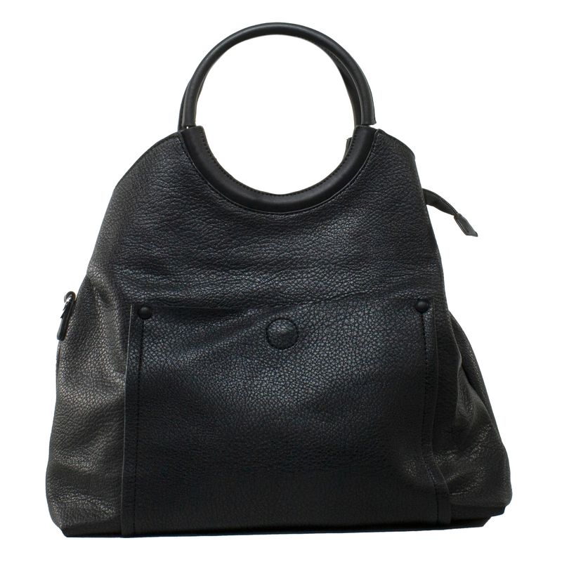MAILEA - Cartera ecocuero manilla redonda para mujer negro