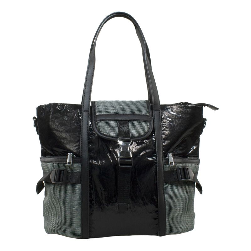 MAILEA - Cartera ecocuero franjas para mujer negro