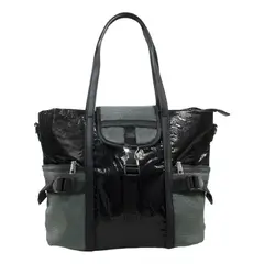 MAILEA - Cartera ecocuero franjas para mujer negro
