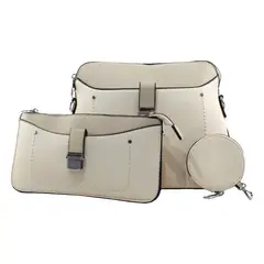 MAILEA - Bandolera ecocuero doble cerrojo para mujer beige