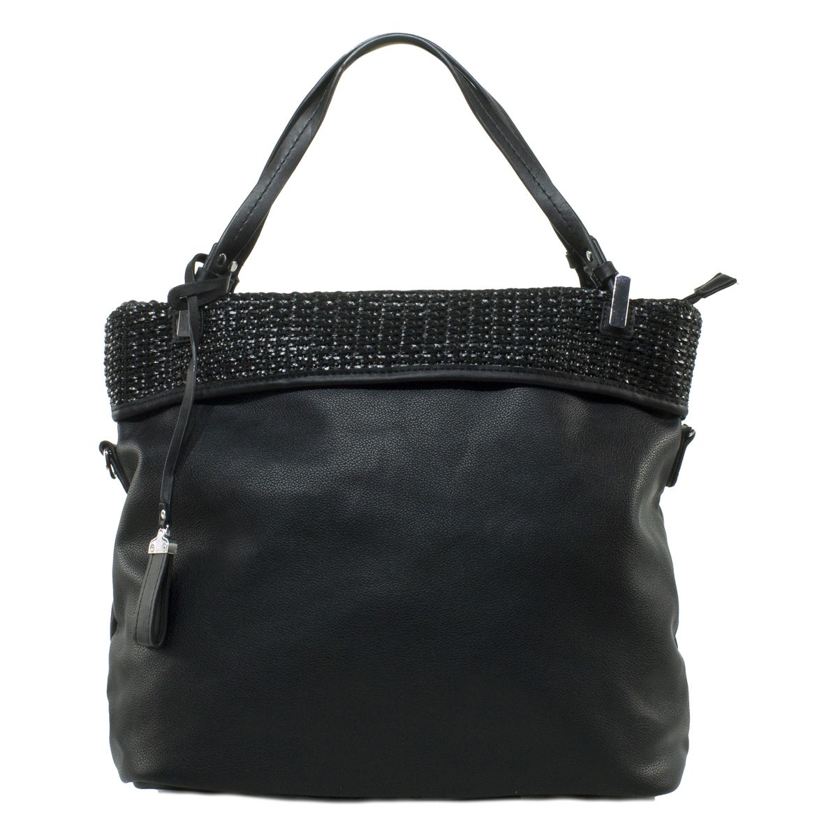 MAILEA - Cartera ecocuero franja tejida para mujer negro