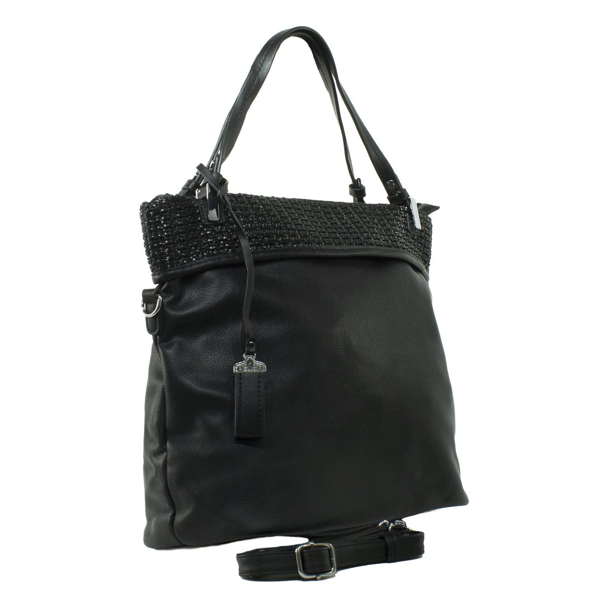 MAILEA - Cartera ecocuero franja tejida para mujer negro