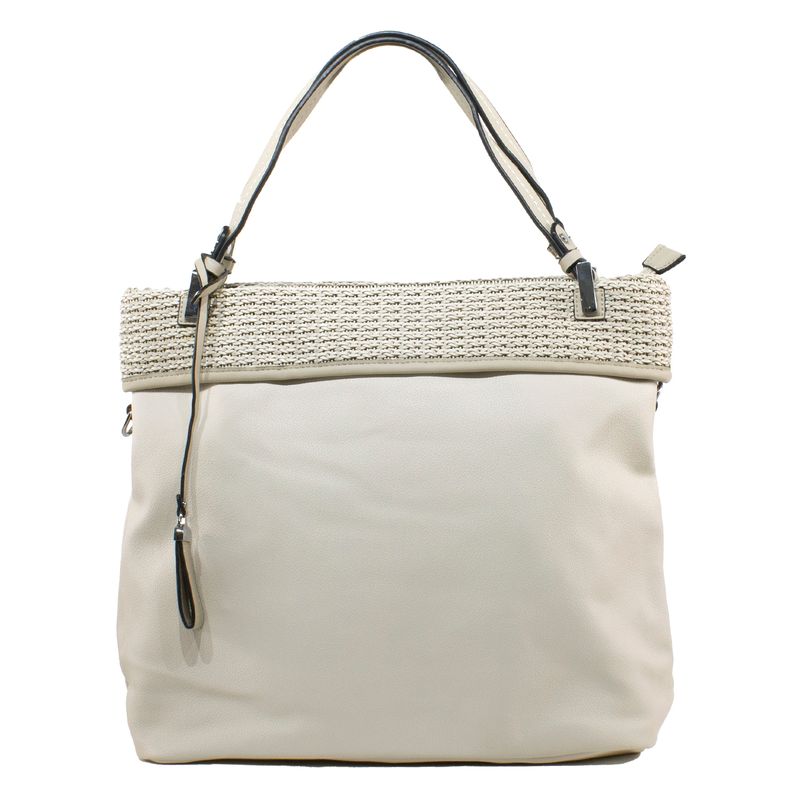 MAILEA - Cartera ecocuero franja tejida para mujer beige