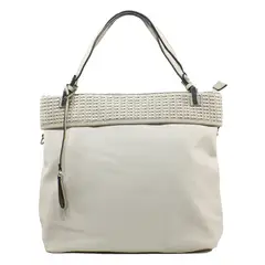 MAILEA - Cartera ecocuero franja tejida para mujer beige