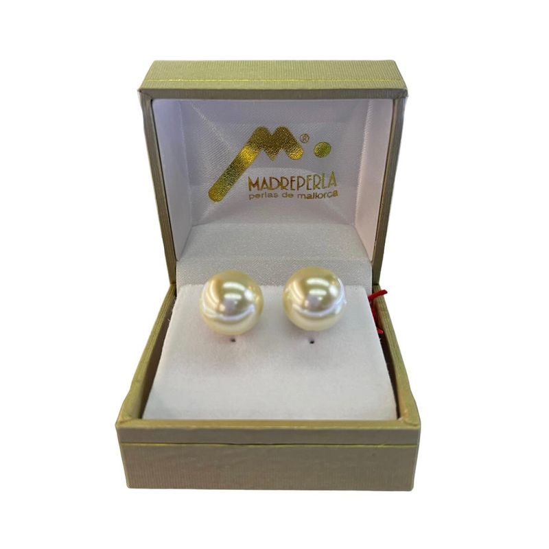 MALLORCA - Aros Pegados de Perlas de Mallorca N° 12 Enchapado en Oro