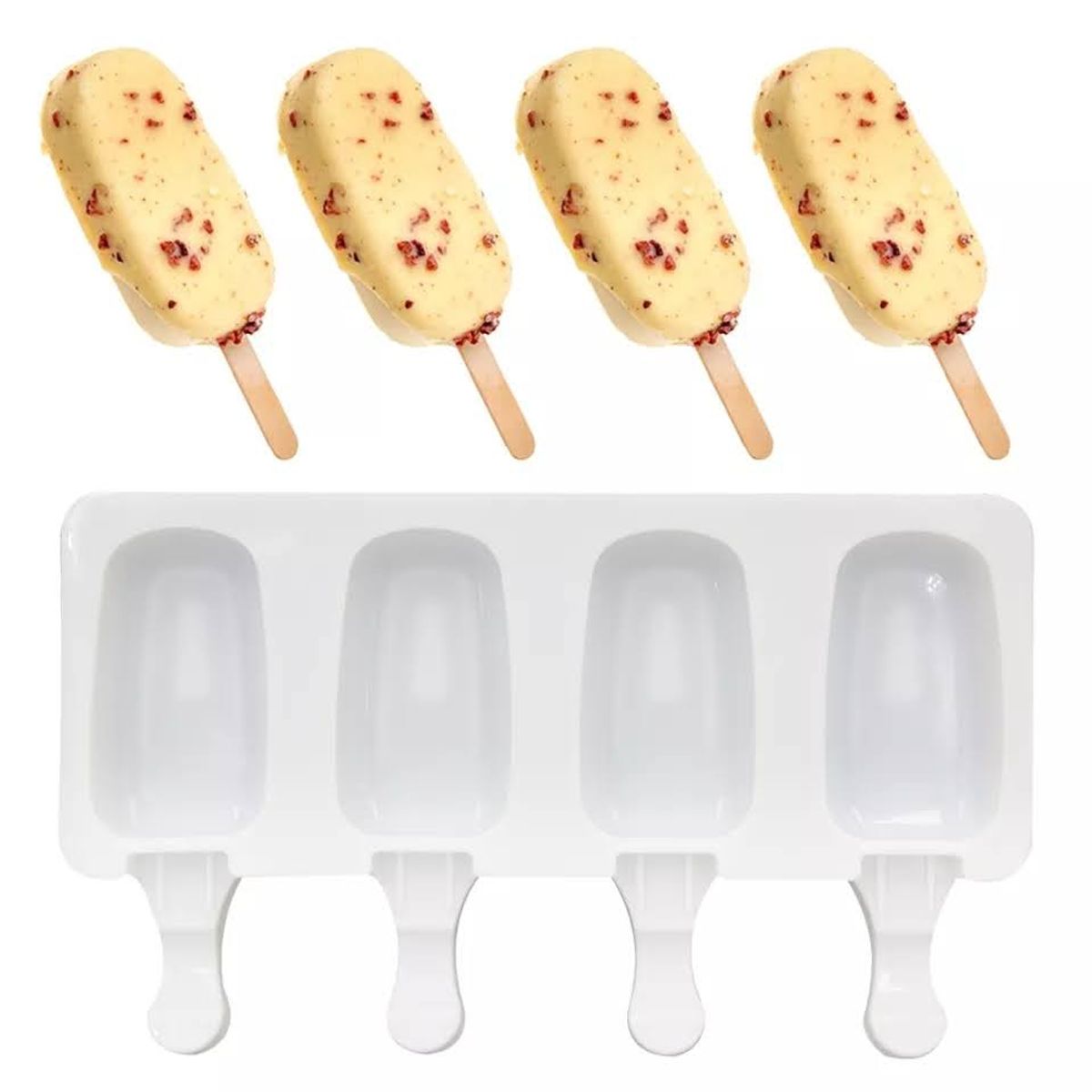 GENERICO - Pack X2 Moldes De Helado Silicona Reutilizable Con Paletas