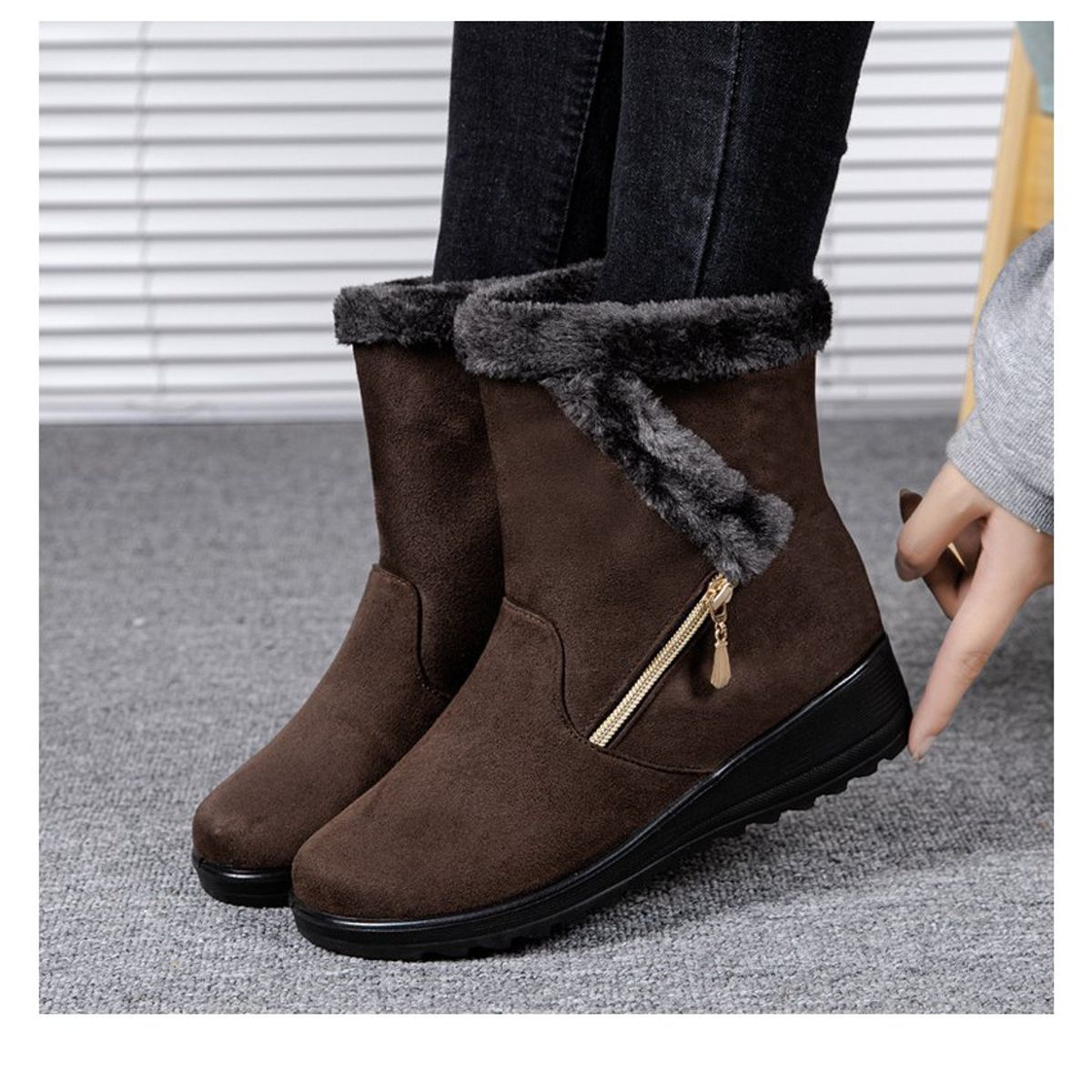 BLWOENS - Botas impermeables por dentro forradas con chiporro -marrón