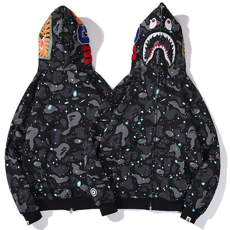 BLWOENS - Polerones sudadera con capucha camuflaje cabeza tiburón.