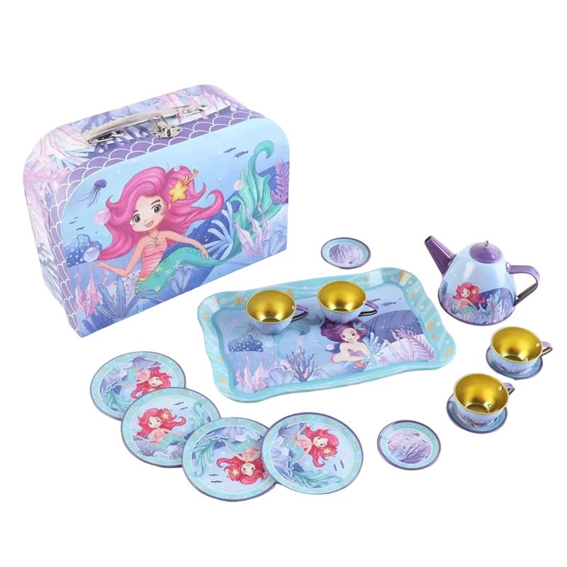SPACEZAT - Juego Te Infantil Sirenita Metálico con Accesorios