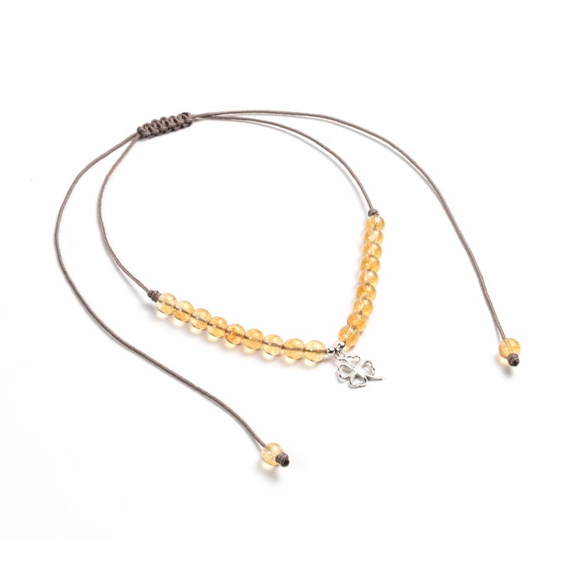 MCPTIENDATALLER - Collar trébol regulable con piedras citrino