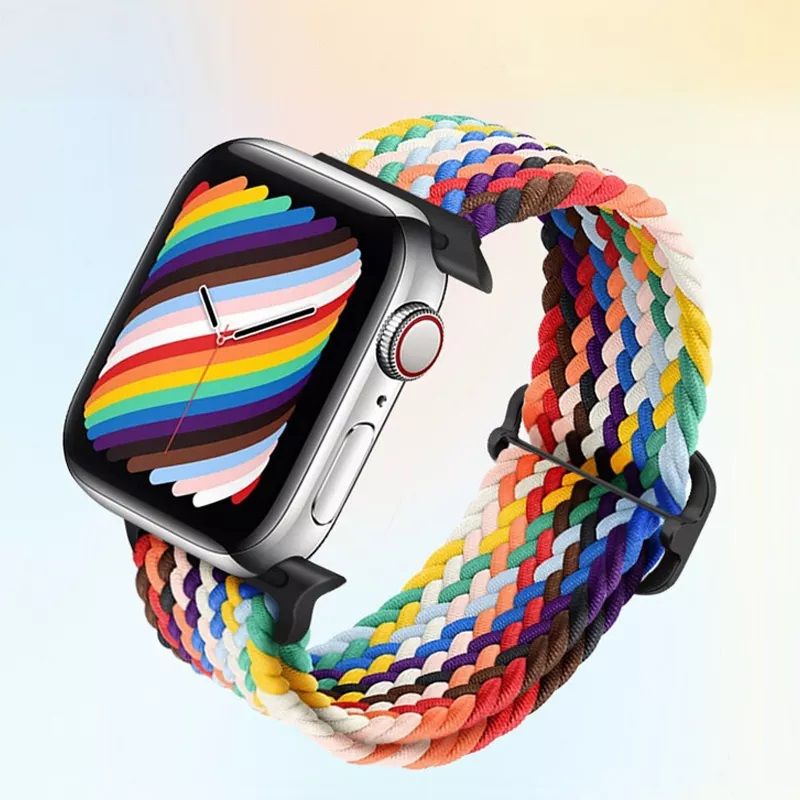 GENERICO - Correa Nylon Trenzado para Apple Watch Todas Series Ajustable elástica.