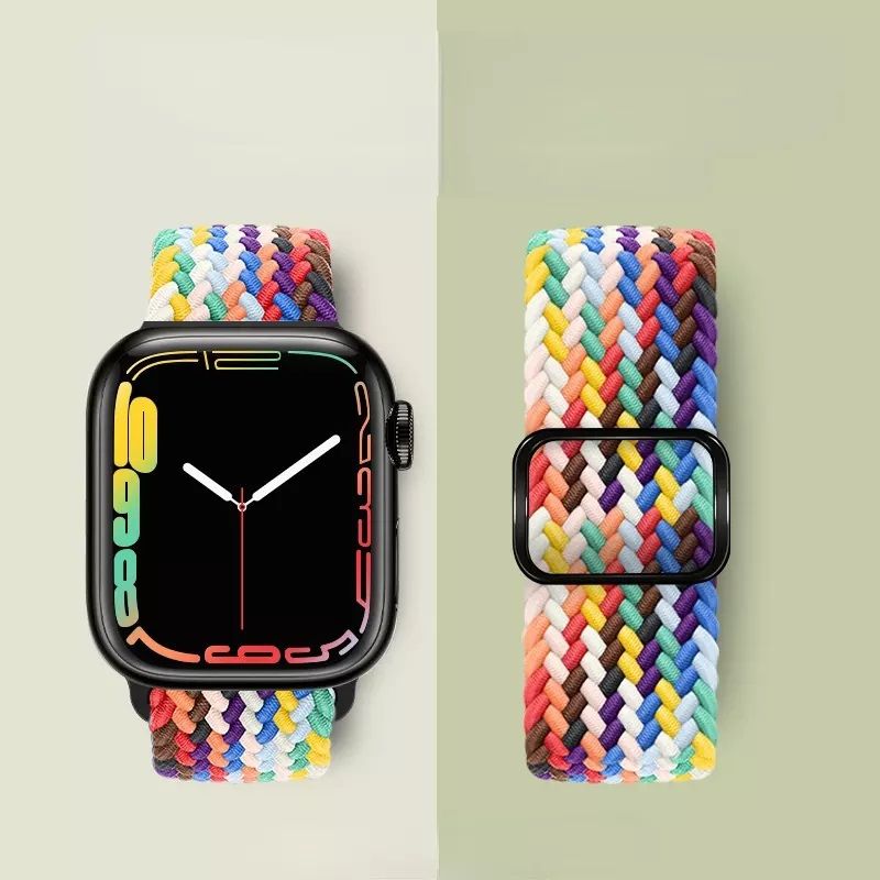GENERICO - Correa Nylon Trenzado para Apple Watch Todas Series Ajustable elástica.