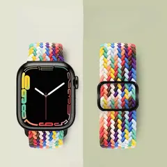 GENERICO - Correa Nylon Trenzado para Apple Watch Todas Series Ajustable elástica