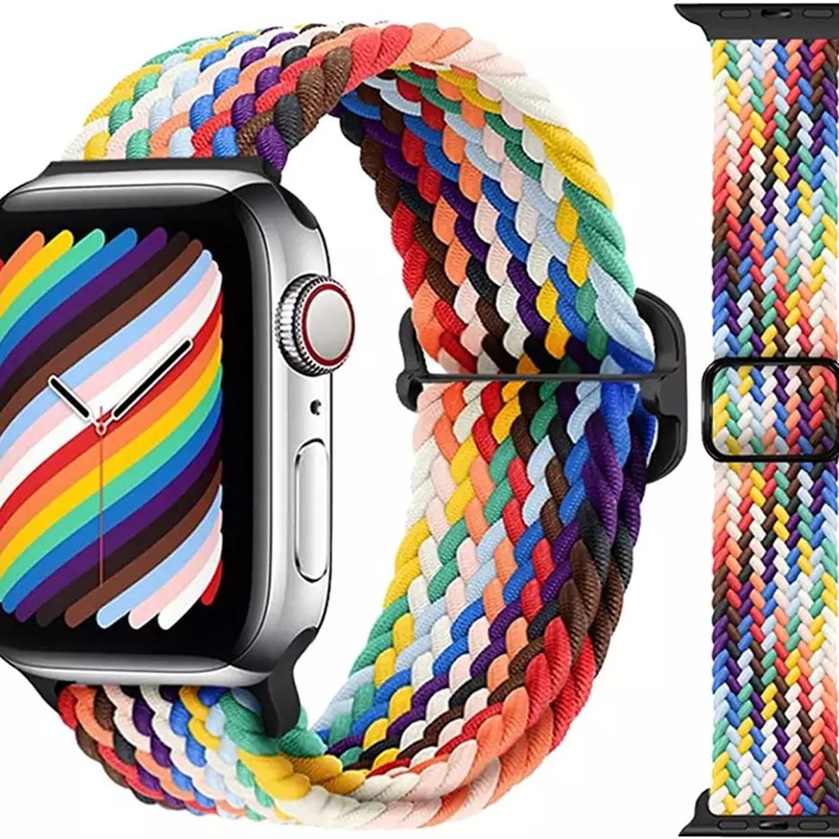 GENERICO - Correa Nylon Trenzado para Apple Watch Todas Series Ajustable elástica