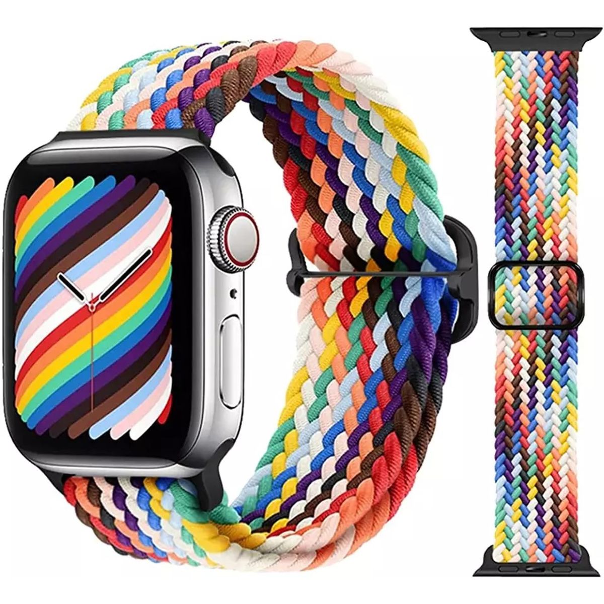 GENERICO - Correa Nylon Trenzado para Apple Watch Todas Series Ajustable elástica