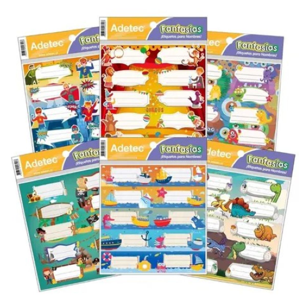 ADETEC - Etiqueta Escolar Fantasía Niño Autodhesiva 1 Hoja Adetec