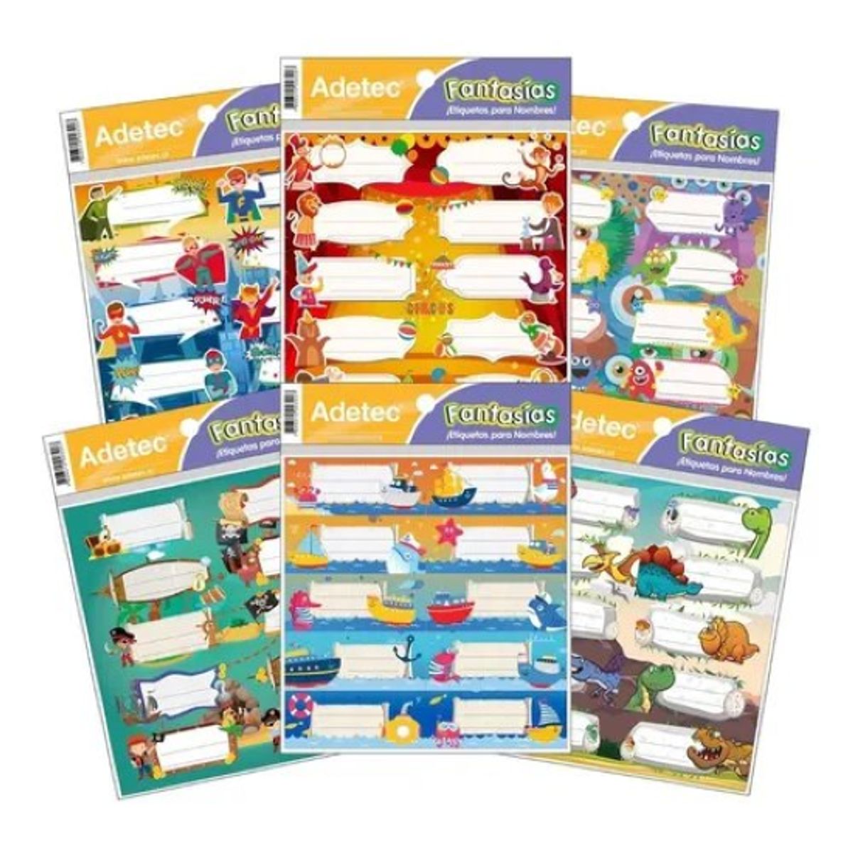 ADETEC - Etiqueta Escolar Fantasía Niño Autodhesiva 1 Hoja Adetec