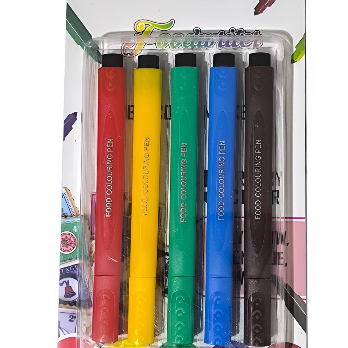 GENERICO - 5 Lápices Tinta Comestible Colores Variados Repostería Decoración