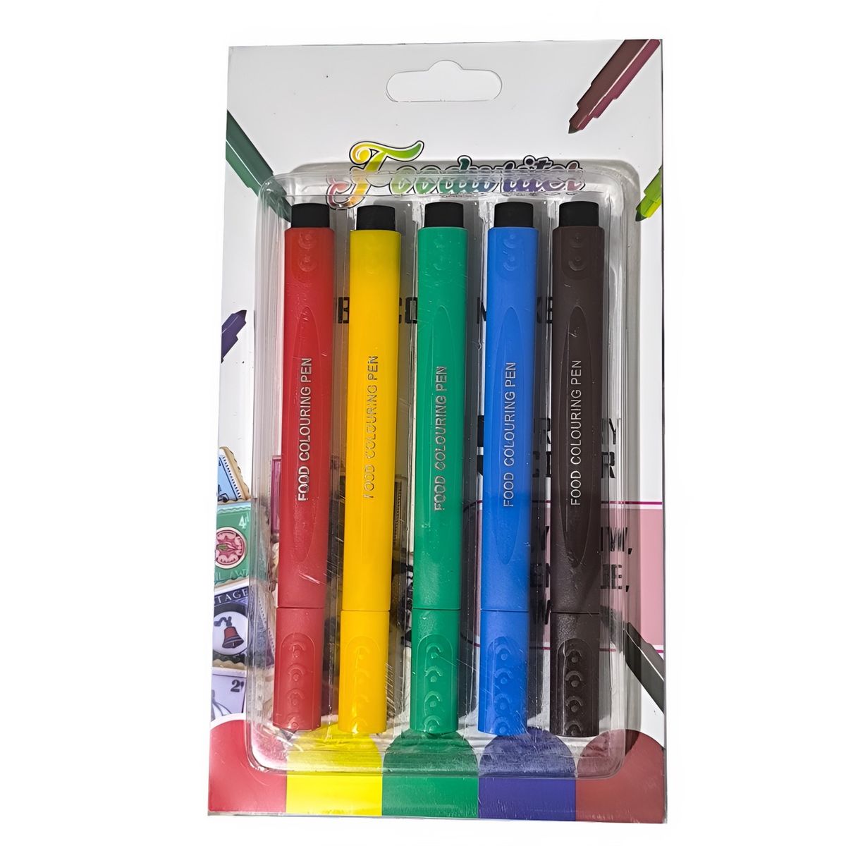 GENERICO - 5 Lápices Tinta Comestible Colores Variados Repostería Decoración