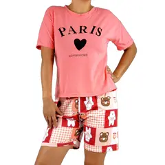 LOOK SHOP - Pijama Lola Juvenil Delgado Short Y Polera Mujer Paris 423