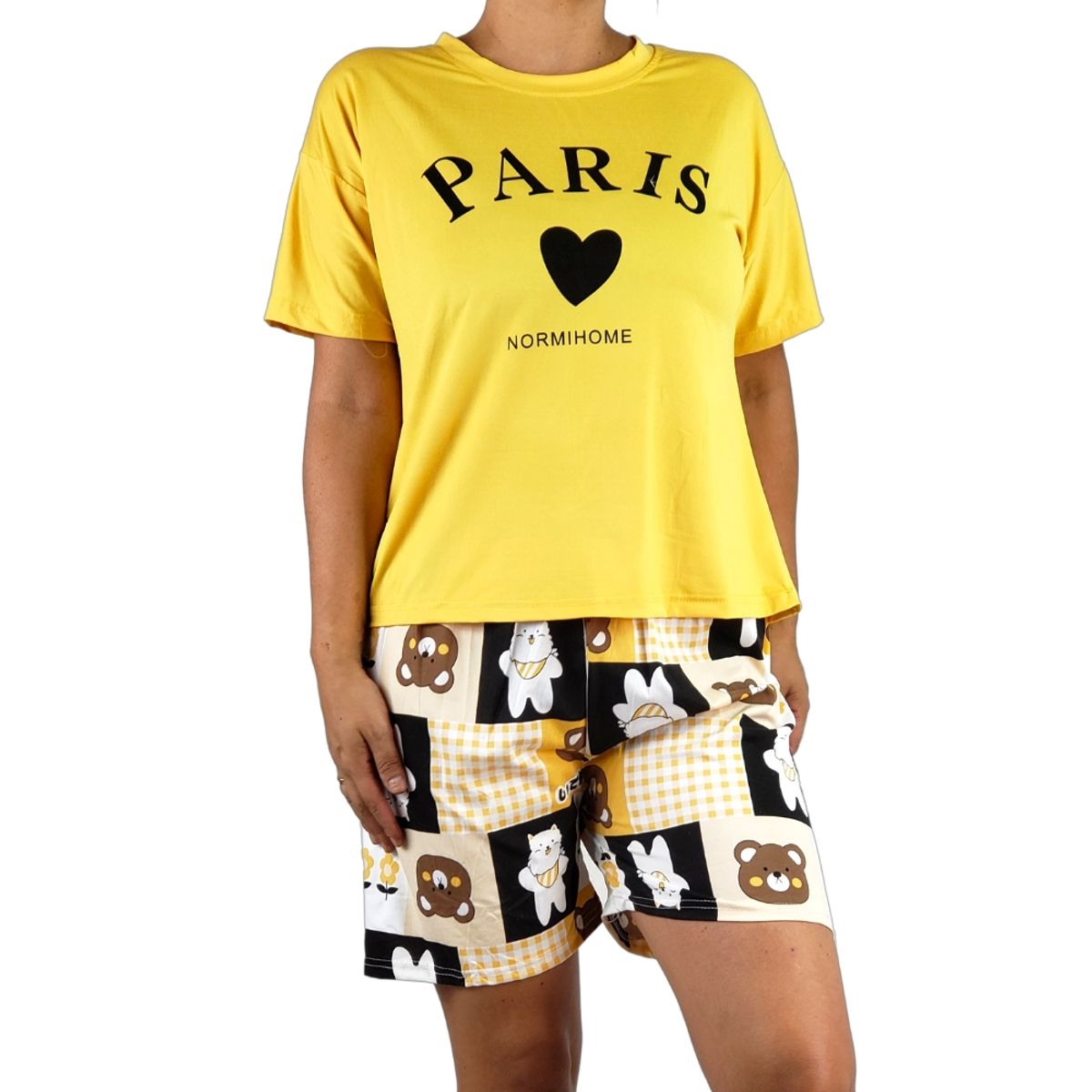 LOOK SHOP - Pijama Lola Juvenil Delgado Short Y Polera Mujer Paris 423