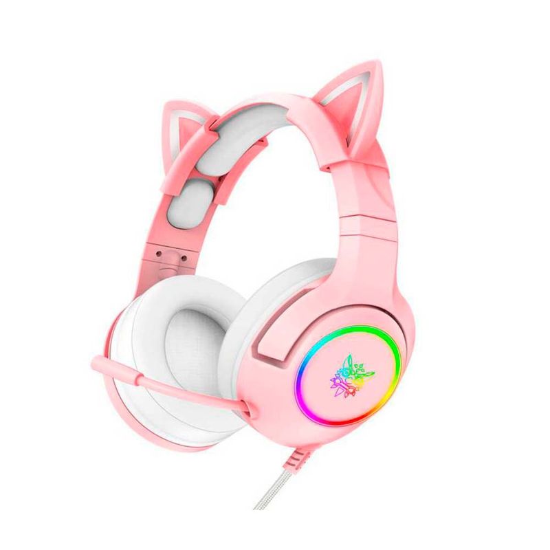 ONIKUMA - Audífono Gamer Onikuma K9 con orejas de gato Rosado