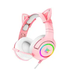 ONIKUMA - Audífono Gamer K9 con orejas de gato Rosado
