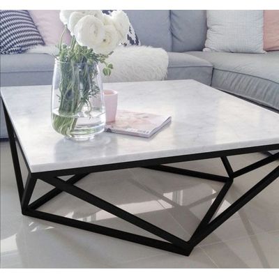 Imagen 2 del producto Mesa de centro diamante Negra 60x60 cm mármol Carrara - Viatto