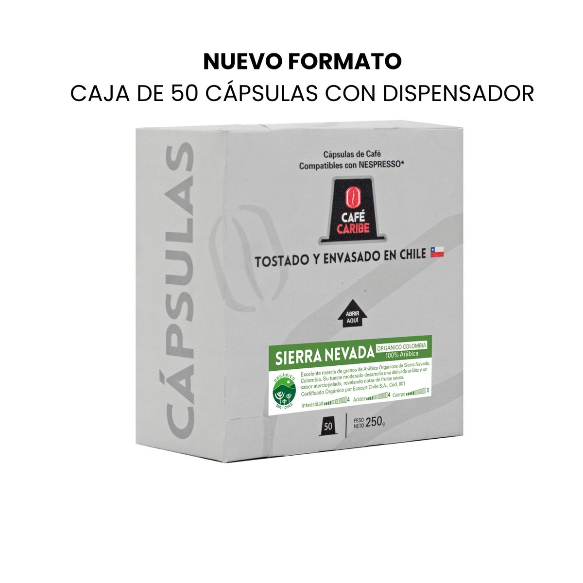 CAFE CARIBE - Café Orgánico Sierra Nevada Colombia 100 cápsulas Nespresso compatibles