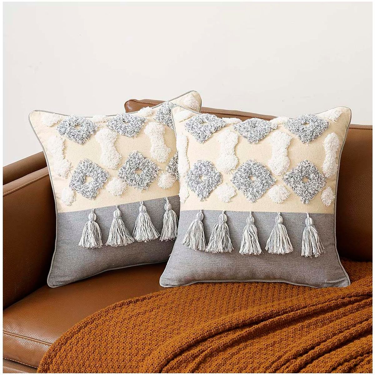 GENERICO - Pack de 02 Fundas De Cojin Decorativa Diseño Boho 45x45 Cm