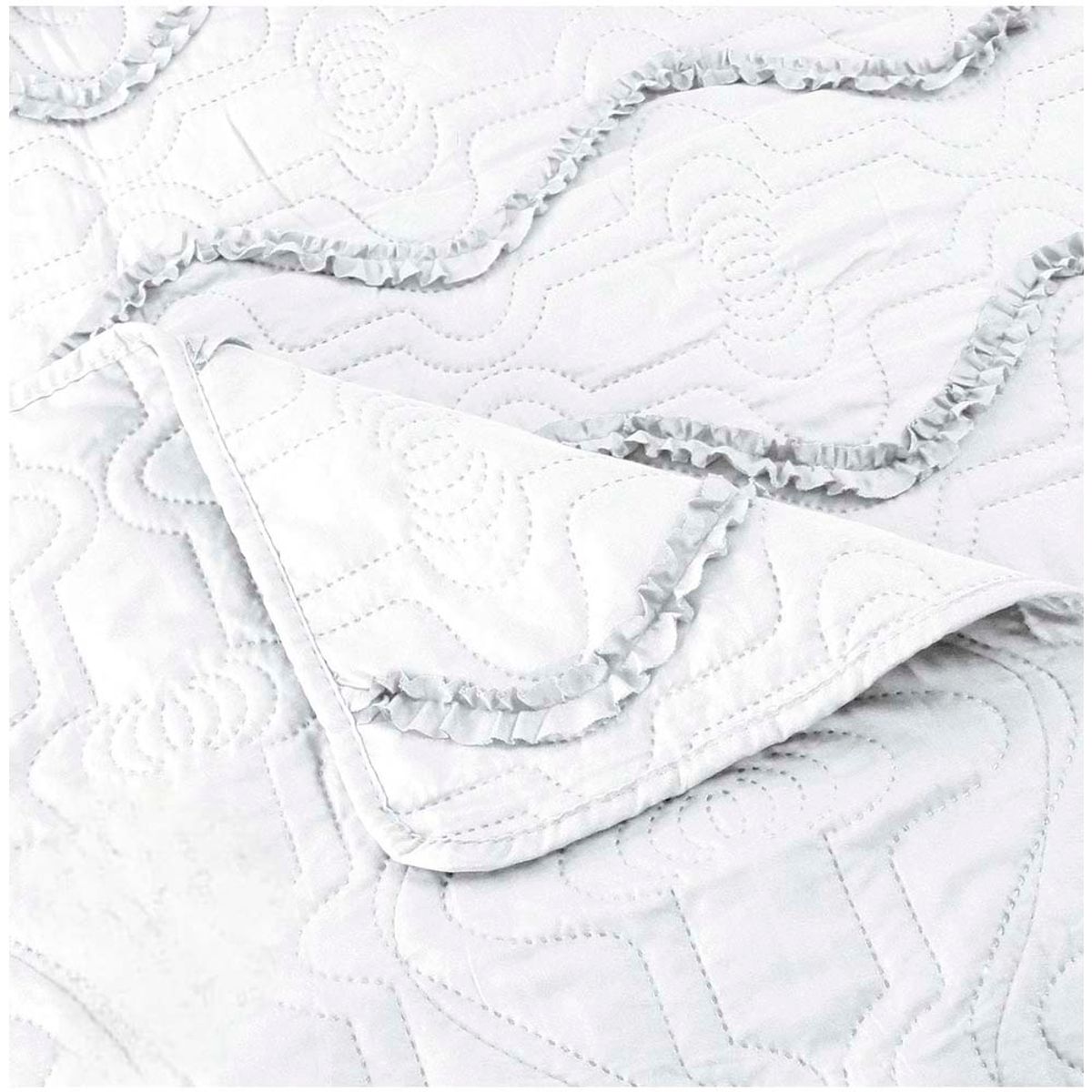 GENERICO - Cubrecama Bordado Premiun 1.5 Plazas Blanco.