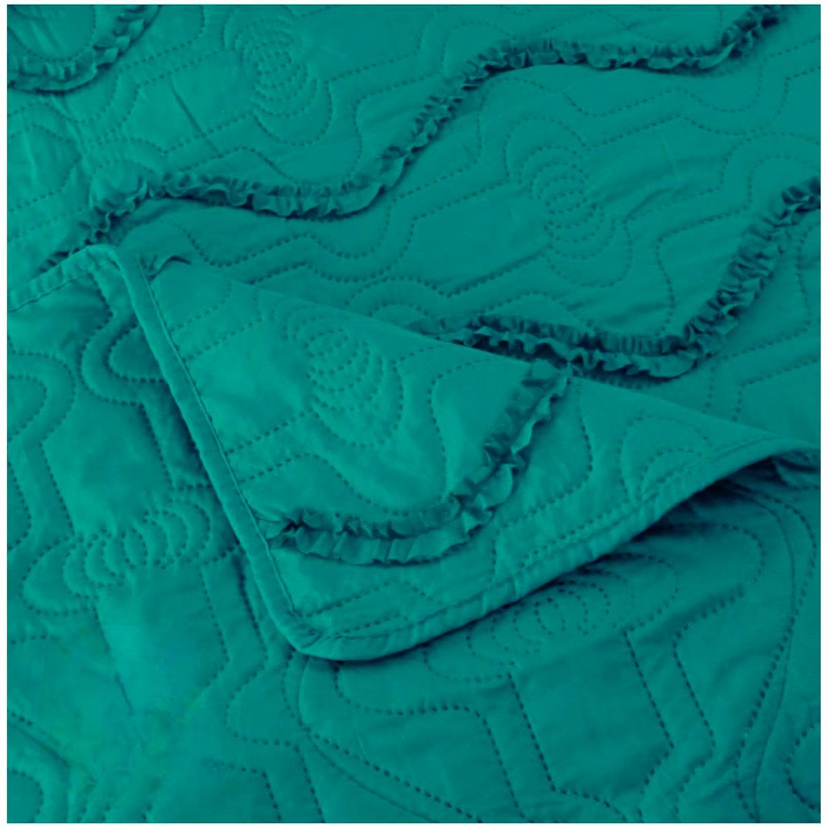 GENERICO - Cubrecama Bordado Premiun King Verde.