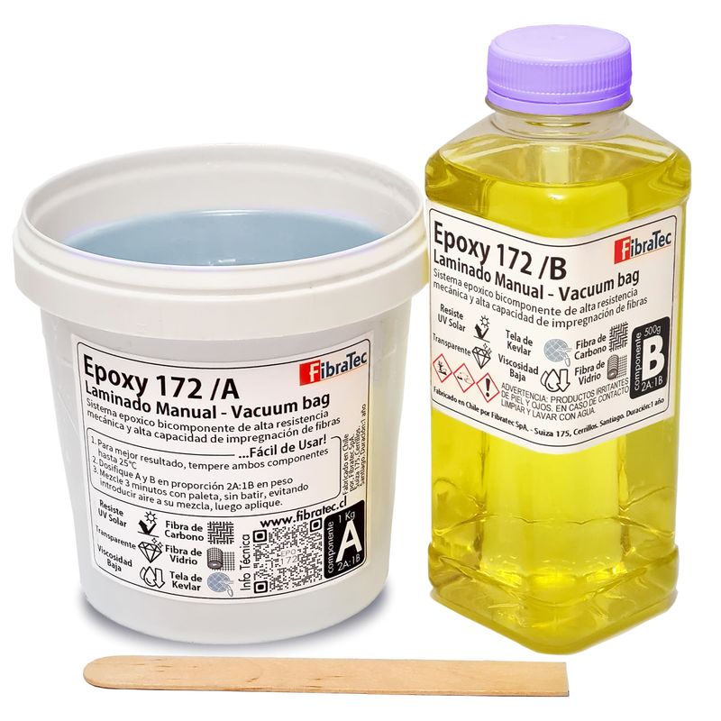EASY EPOX - Resina Epoxica De Laminación: Carbono Y Vidrio Kit De 1.5 Kg