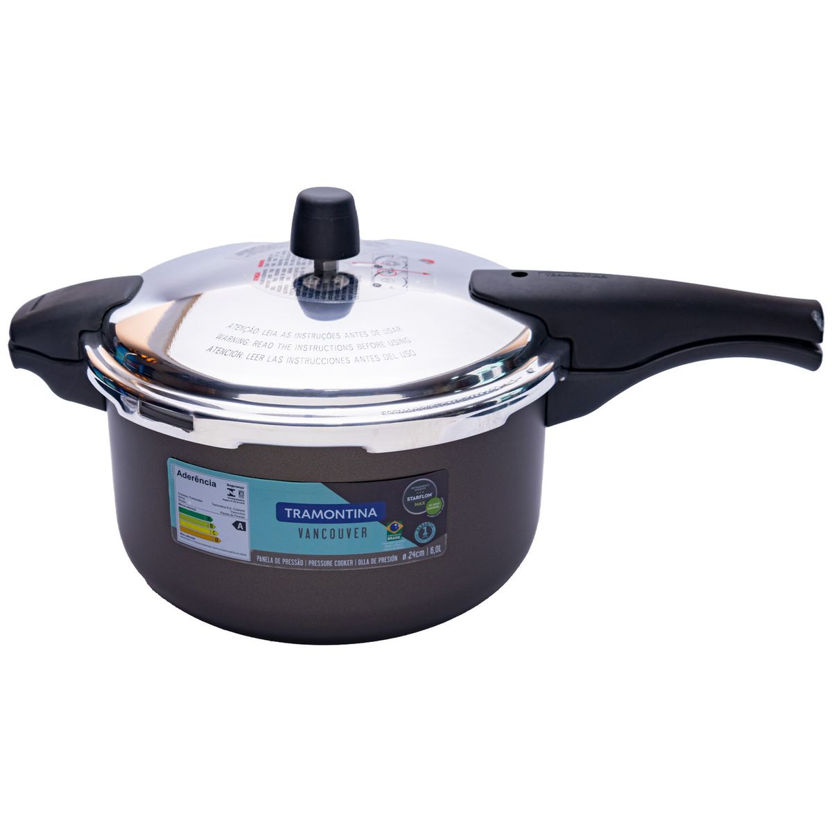 TRAMONTINA - OLLA DE PRESION 6,0 L. NEGRA