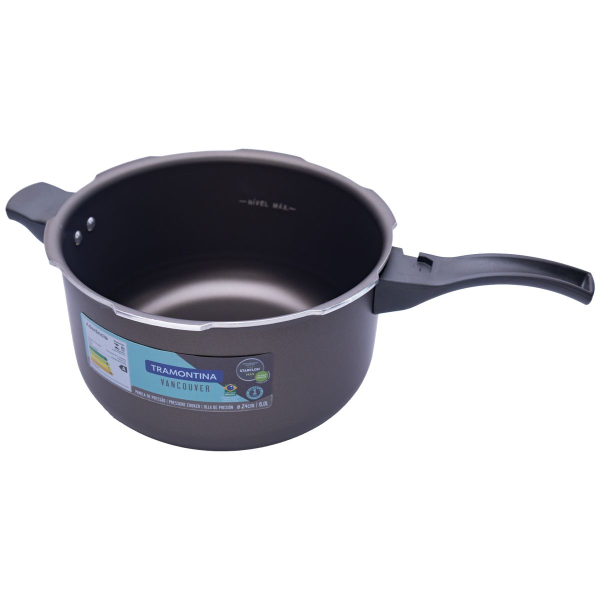 TRAMONTINA - OLLA DE PRESION 6,0 L. NEGRA