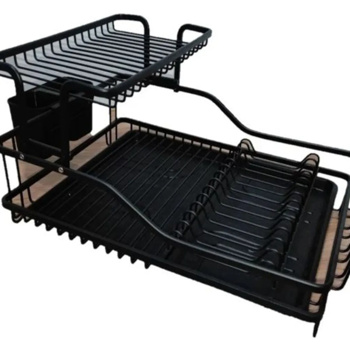 GENERICO - Elegante Secaplatos  Escurridor Aluminio Inoxidable Negro