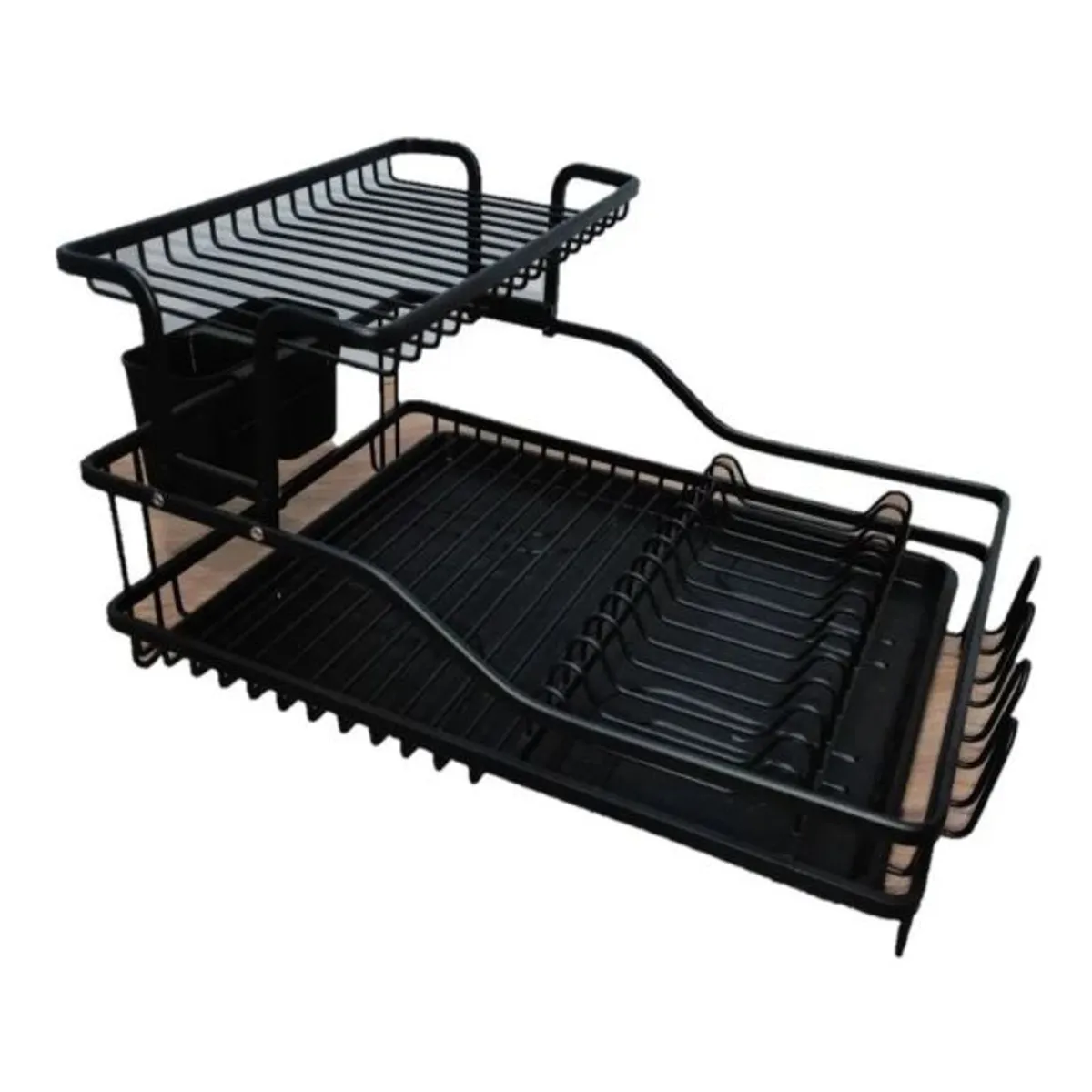 GENERICO - Elegante Secaplatos  Escurridor Aluminio Inoxidable Negro