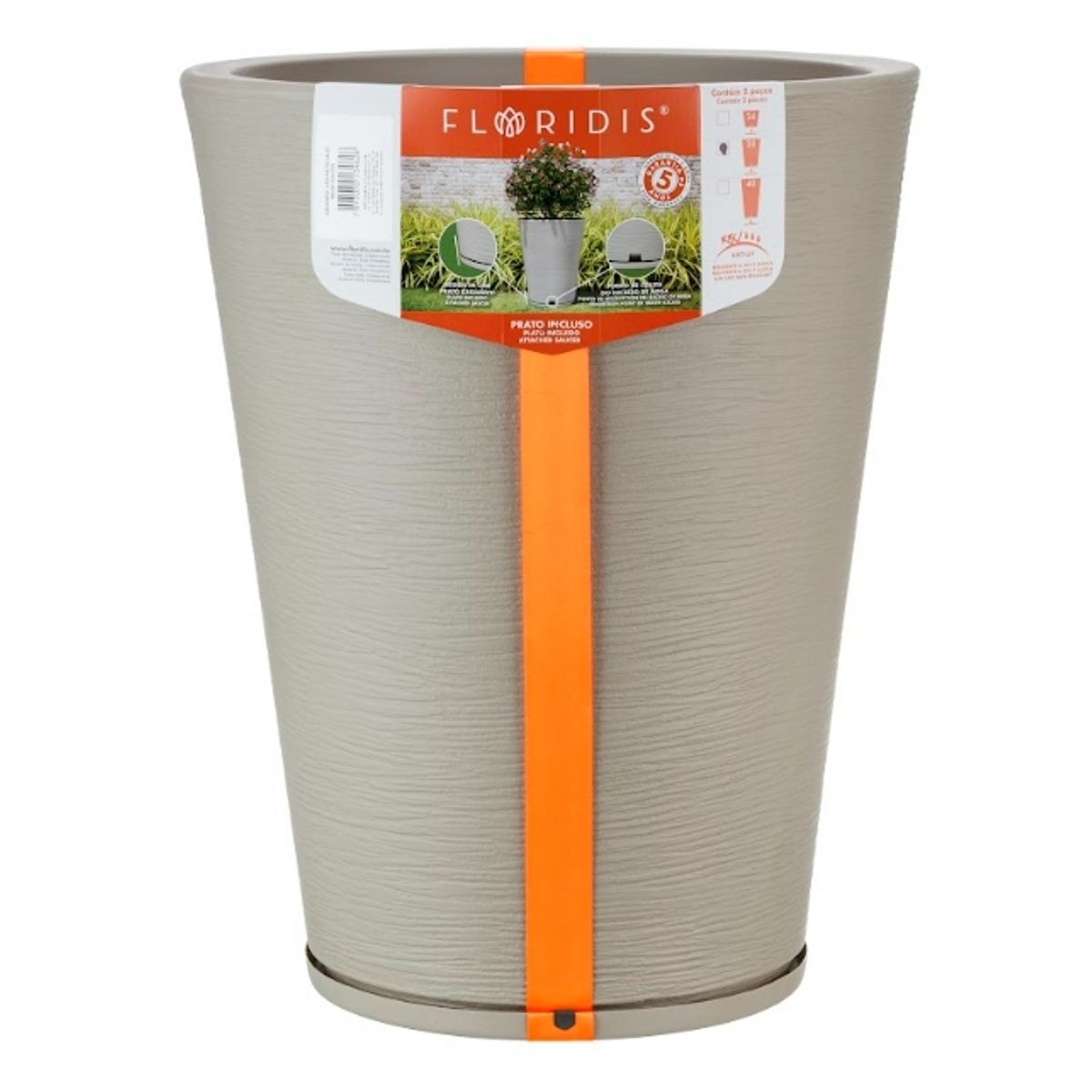 FLORIDIS - MACETERO FLORIDIS BEIGE GENEBRA 57CM ALTO CON PLATO