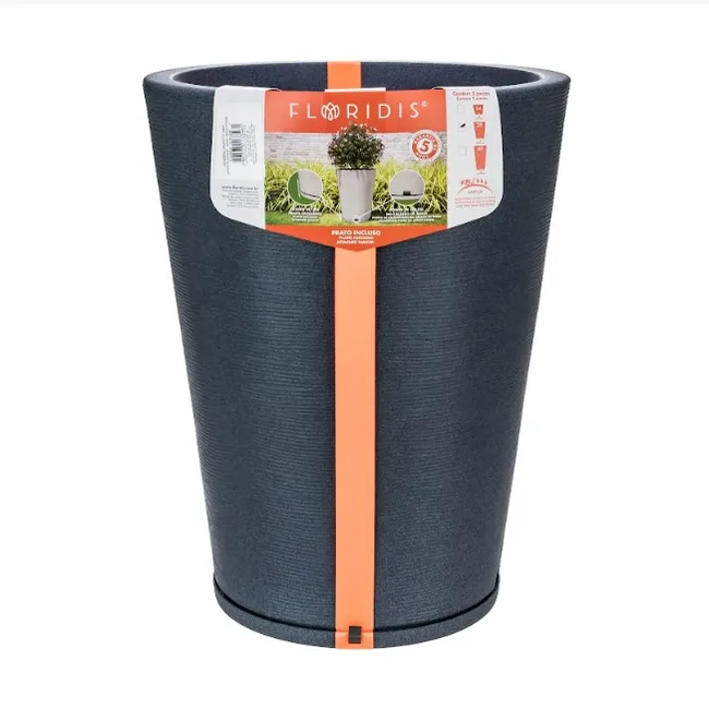 FLORIDIS - MACETERO FLORIDIS GRAFITO GENEBRA 57CM ALTO CON PLATO