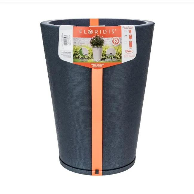 FLORIDIS - MACETERO FLORIDIS GRAFITO GENEBRA 57CM ALTO CON PLATO